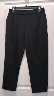 All Saints Women Aleida Trouser Tapered Pull on Black Pleated Front Size 6
